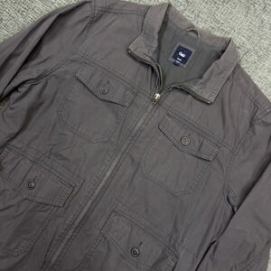Y2K Gap‎ Field Jacket Mens Large Gray Chore Flap Pockets Outdoor Full Zip